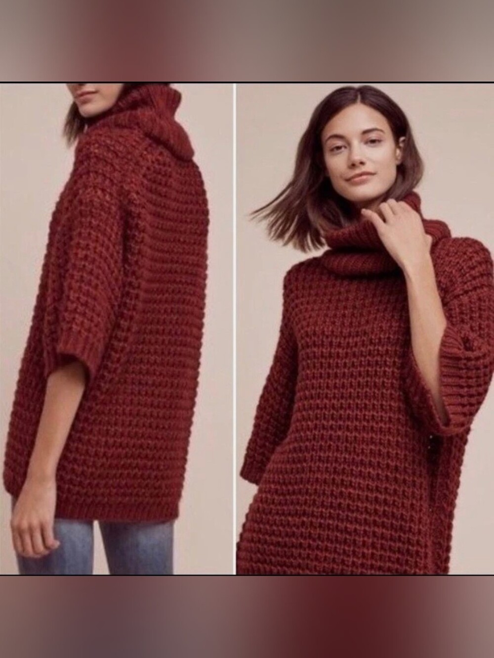 Anthropologie Chuky Burgundy Sweater - XS